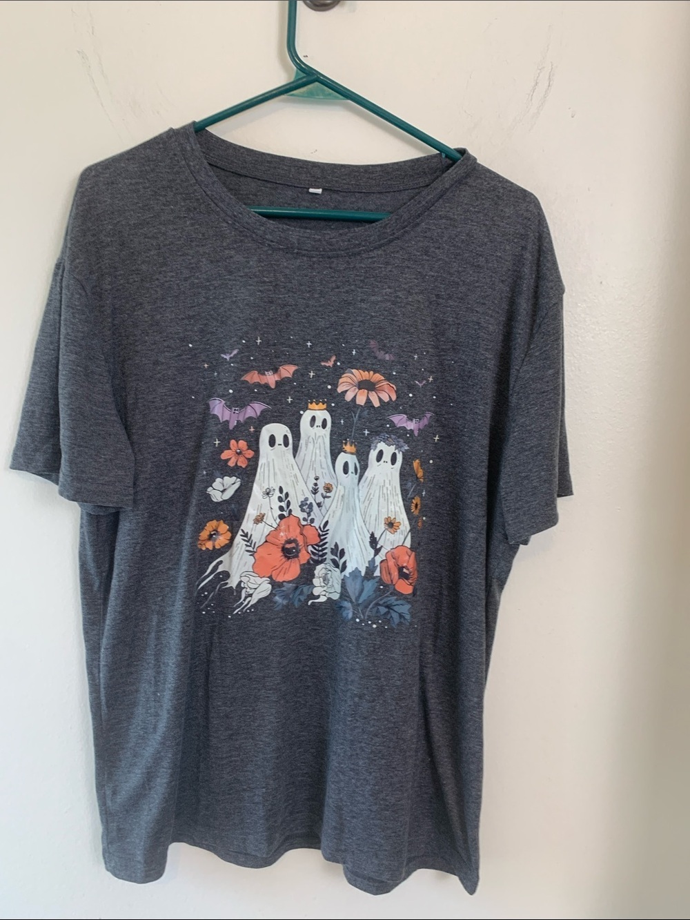 Whimsical Ghost & Floral Graphic Tee Soft & Stretchy